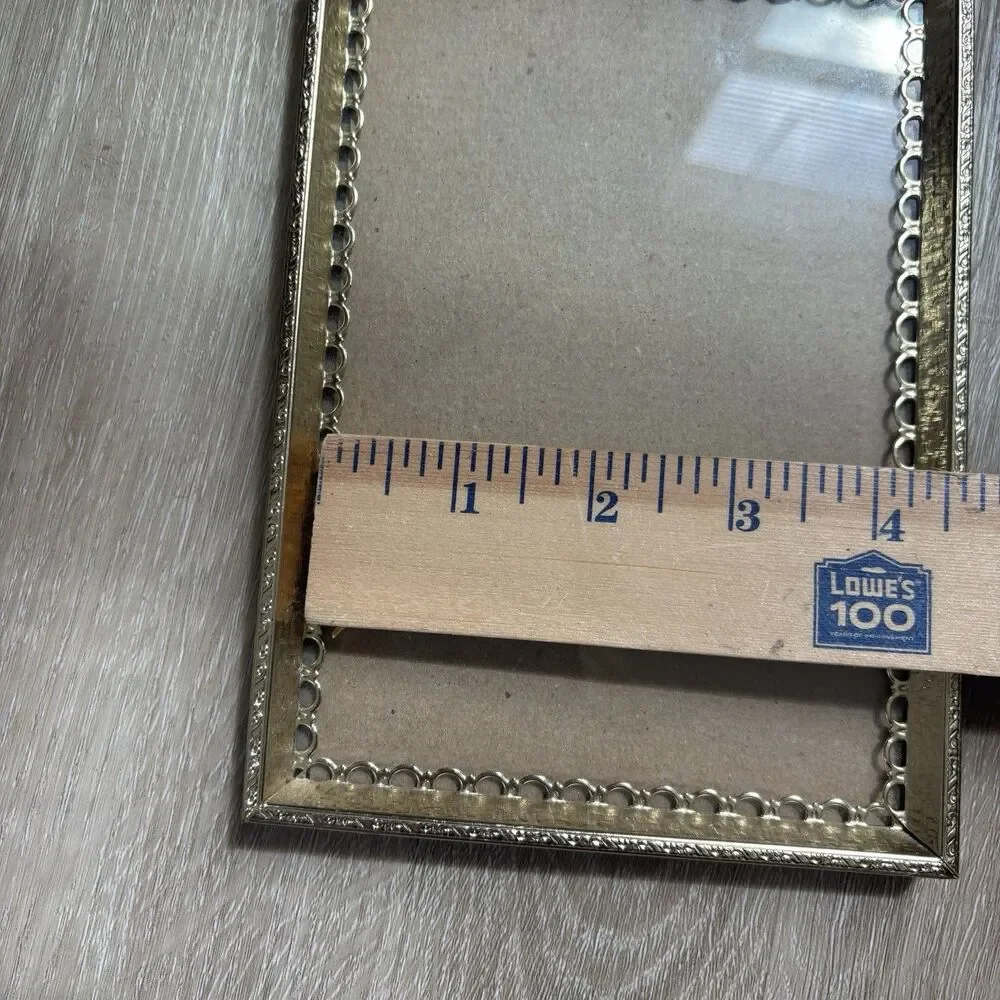 Vintage Ornate Gold Tone Filigree Metal Picture Frame 5x7 Tabletop Easel